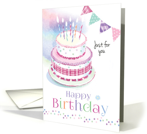 Happy Birthday, 2 Tier Cake with Candles and Buntings card (1450288)