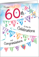 60th Birthday, Celebrations, with 4 rows of Buntings card