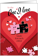 Valentine’s Day, One I Love, Made For Each Other, Jigsaw Pieces card