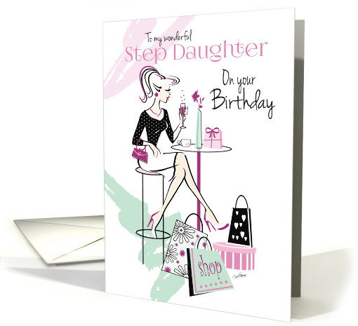 Birthday, Step Daughter, Shop 'til you Drop, Relax and Unwind card