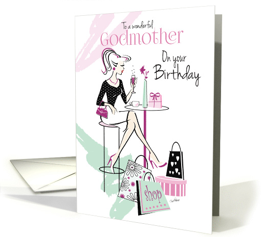 Birthday, Godmother, Shop 'til you Drop, Relax and Unwind card