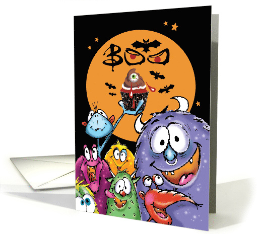 Halloween, Boo, Monsters with Eyeball in Cupcake card (1493566)