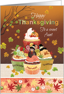 Thanksgiving, Sweet Aunt, Tier of Autumnal Cupcakes card