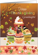 Thanksgiving, For Granddaughter, Tier of Autumnal Cupcakes card