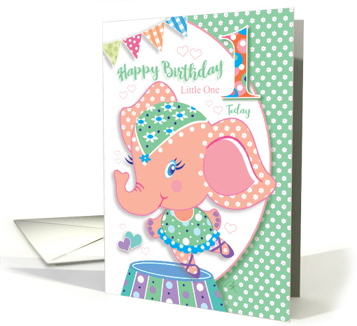 Baby Ballerina, Elephant, Girl Age One card (1581450)