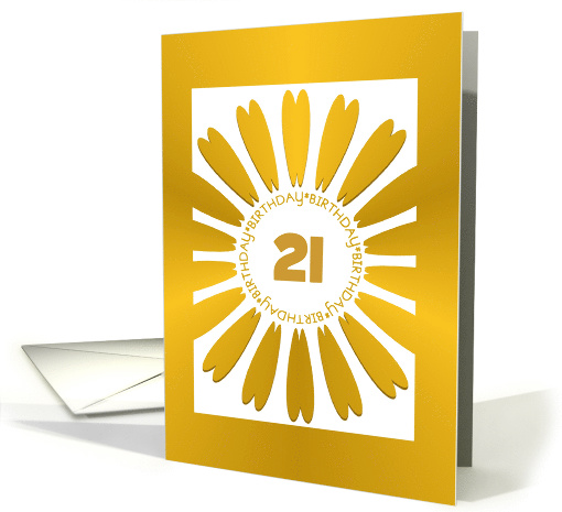 Golden Birthday Card Age Specific 21 Golden 'look' Design card