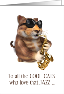 International Jazz Day April 30th With Cool Cat In Black Glasses card
