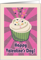 Playful Retro Valentine’s Day - Cupcake with frosting and sprinkles card