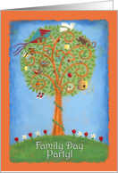 Cheerful Family Day Party Invitationbrightly painted tree card