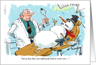 Cartoon money card for tooth lost, dentist & snowman card