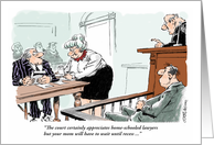 Blank inside for funny note to lawyer - courtroom scene card