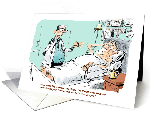 Funny lawyer joke in surgical setting cartoon blank all occasion card