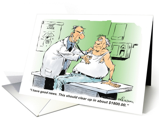 Funny congrats on surviving surgery cartoon - the exam card (1252898)