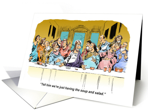 Humorous church dinner invitation cartoon card (1256864)