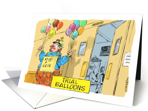 Amusing blank all purpose clown selling trial balloons card (1264200)