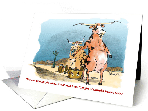 Amusing cowboy happy birthday wish cartoon card (1267994)