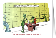 Amusing alien human resources department cartoon card