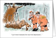 Humorous thanks to animal rescue volunteer cartoon card