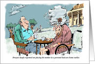 Humorous support for move to a new care facility cartoon card