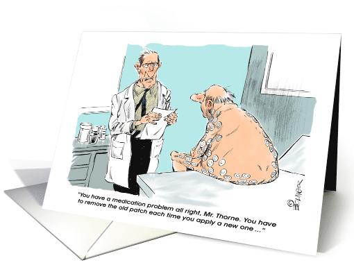 Fun Over the Hill Birthday Greeting and Medical Advice Cartoon card
