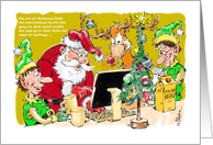 Humorous birthday on Christmas greeting cartoon card