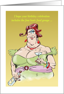 Funny dietary birthday suggestion for a woman cartoon card