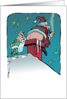 Funny Santa and chimney off-color Christmas cartoon card