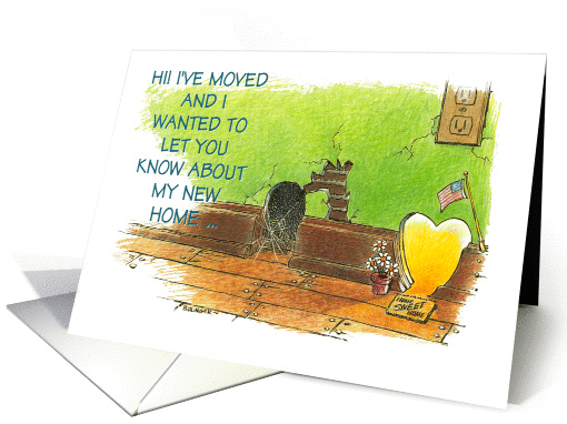 Fun notice of someone moved to a new home cartoon card (1365260)