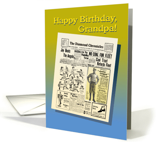 Amusing baseball happy birthday for grandpa cartoon card (1365376)