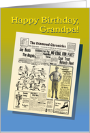 Amusing baseball happy birthday for grandpa cartoon card