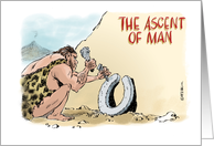 Funny belated Father’s Day cave man invention cartoon card