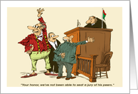 Funny attorney thank you courtroom cartoon card