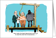 Funny blank lawyer and gallows humor cartoon card