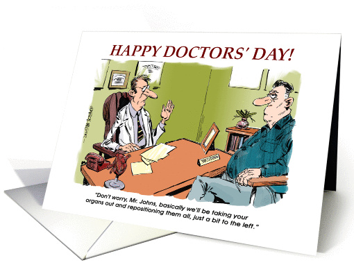 Funny Doctors' Day holiday & organ rearrangement cartoon card