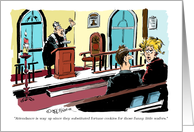 Amusing happy birthday cartoon for Church Secretary card