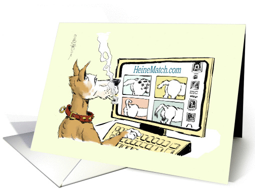 Soul-mates on line and doggie dating dot com cartoon card (1422550)