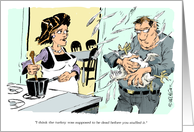Amusing first Thanksgiving as man and wife cartoon card
