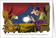 Amusing Cartoon Fortune-teller Wishing an Adult Happy Birthday card