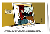 Amusing blank any occasion lawyer and easy fall case cartoon card