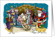 Amusing belated Christmas for everyone grouping cartoon card