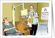 Amusing celebrate International Guide Dog Day eye test cartoon card