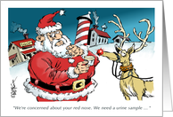 Amusing Santa and shiny nose Christmas gift for you card