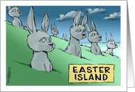 Amusing Easter Island and Easter birthday wish card