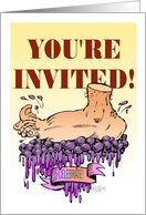 Amusing business invitation to a wine tasting event cartoon card