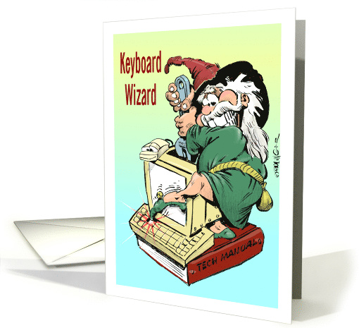 SysAdmin keyboard wizard appreciation and holiday cartoon card