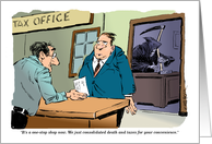 Business Financial Services cartoon client reminder that tax day is close card