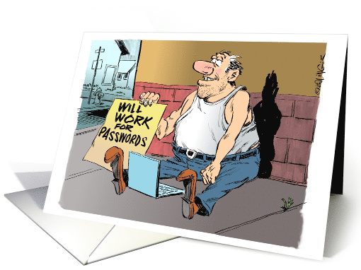 Amusing birthday and a password greeting cartoon for colleague card