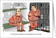 Amusing ten commandments and loving return from jail cartoon card