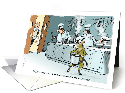 All Purpose Blank Commercial Kitchen and Dog Cartoon Scene card