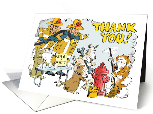 Cartoon thank you from fire company to the community card (1581316)